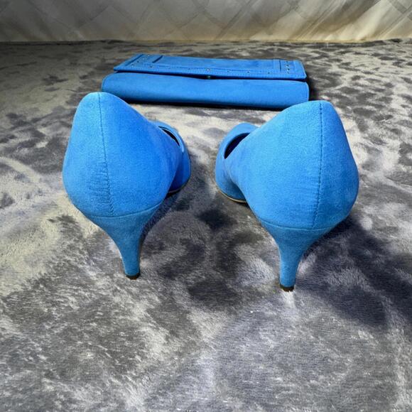 H&M Women's Heels Baby Blue Sz 7 With Matching Clutch - Picture 3 of 15